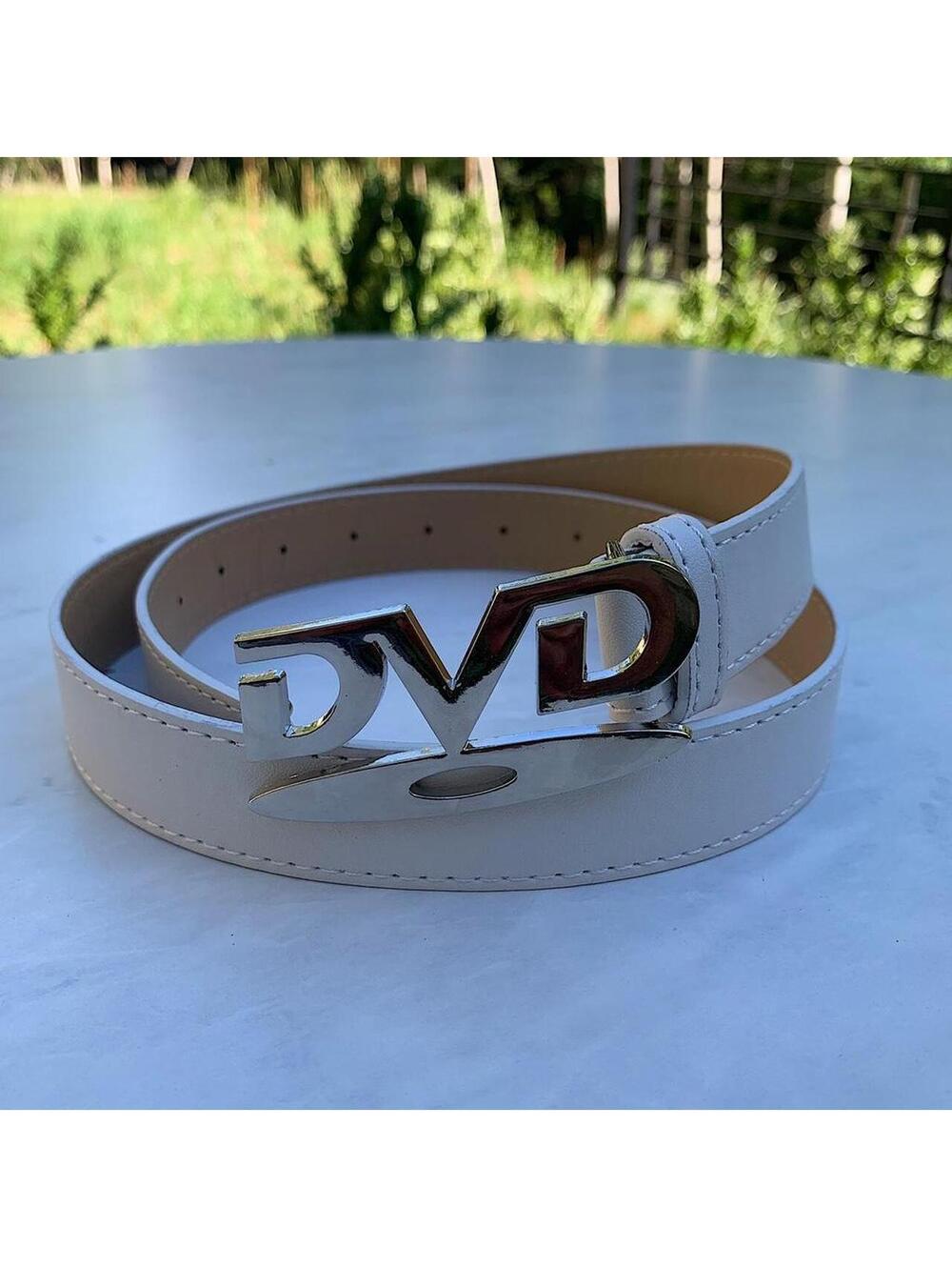 DVD Belt Buckle white leather belt. Very cool unique belt. Y2k style. 39 inches